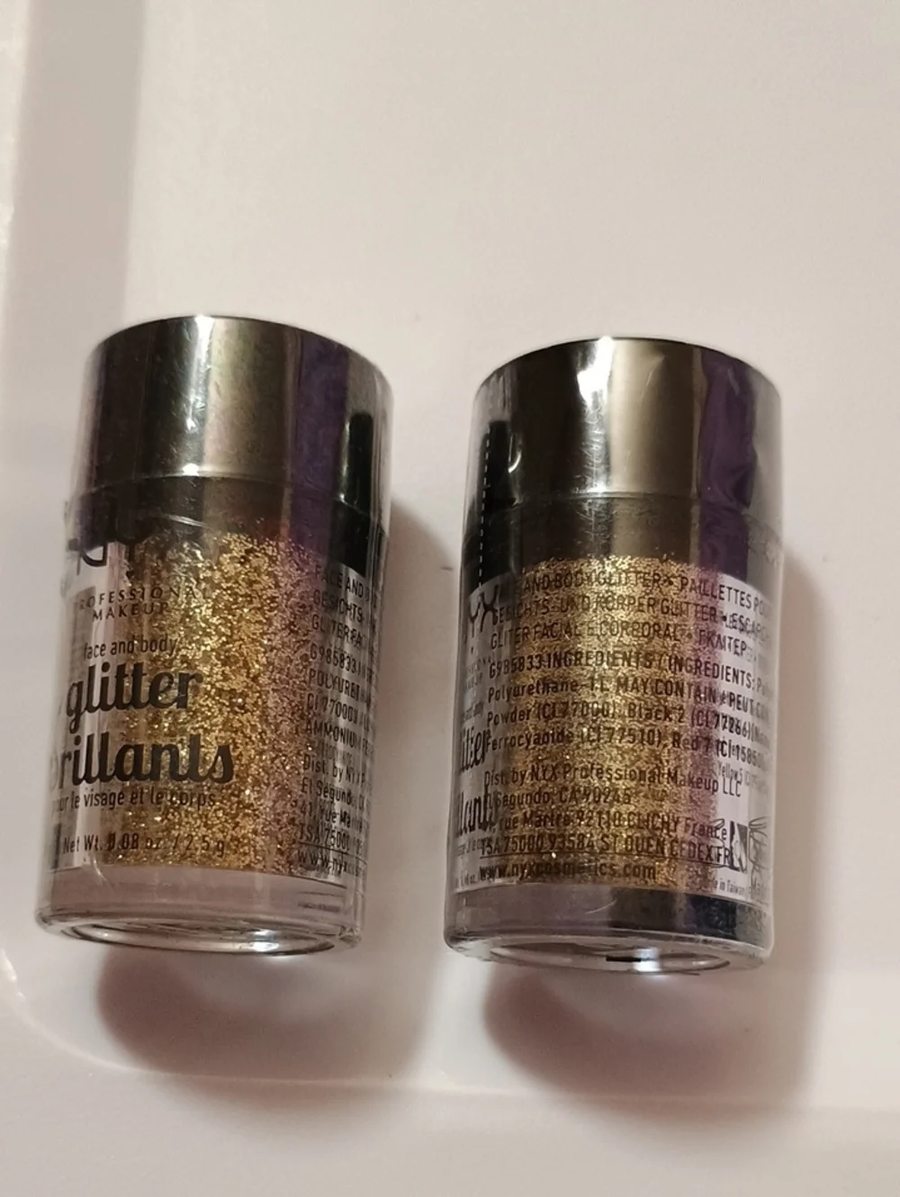 2 x NYX Professional Makeup Glitter Brilliance Face + Body Glitter GLI05 Gold